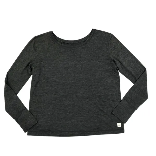 VUORI Lux Crew LS Tee Sz S Grey Heather Oversize Athletic Travel Everyday Clasic - Image 3