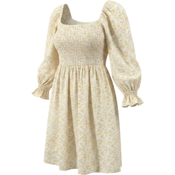 Hollister‎ Floral Mini Dress Womens Small Yellow Smocked Puff Sleeve Babydoll - Image 2
