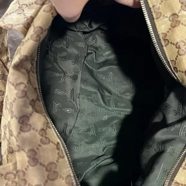 Gucci Hysteria Beige and BrownCrystal Large GG Water-resistant Shoulder Bag - Image 2