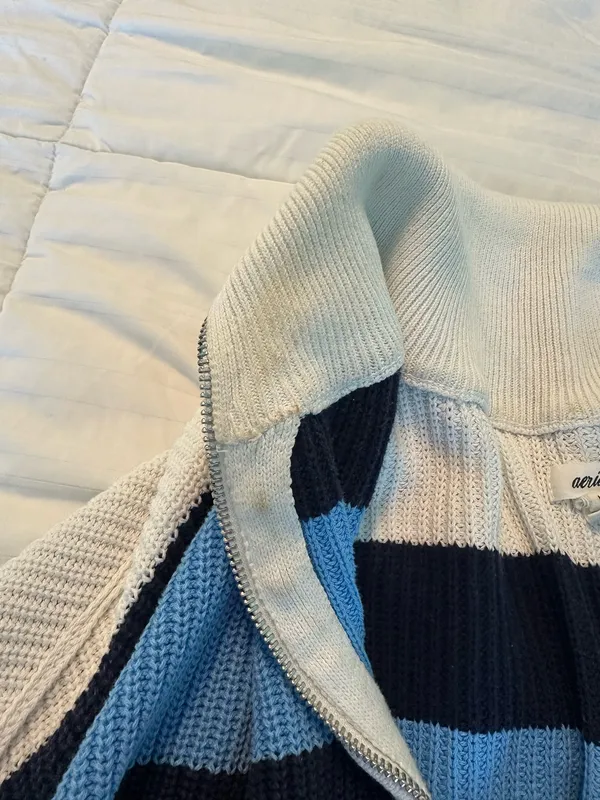 Aerie Oversized Striped Quarter Zip - Image 9