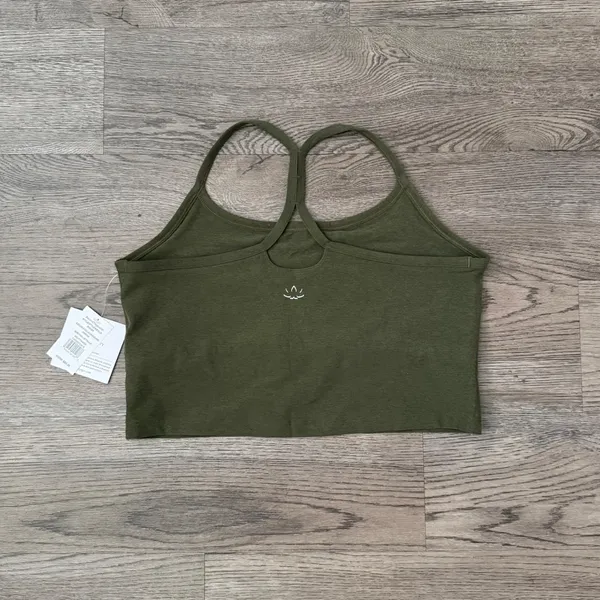 Beyond Yoga Spacedye Slim Racerback Cropped Tank Army Green Heather Size XXL NWT - Image 4