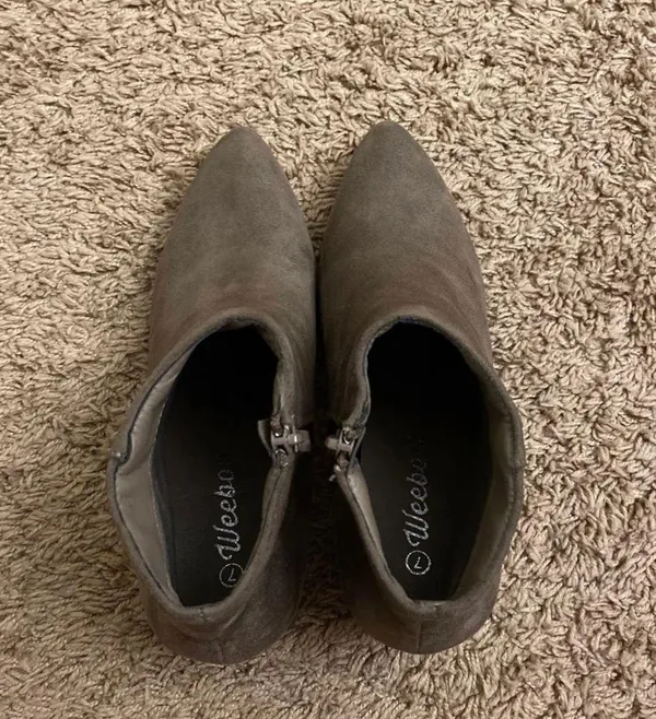 Taupe Faux Suede Block Heel Booties - Image 7