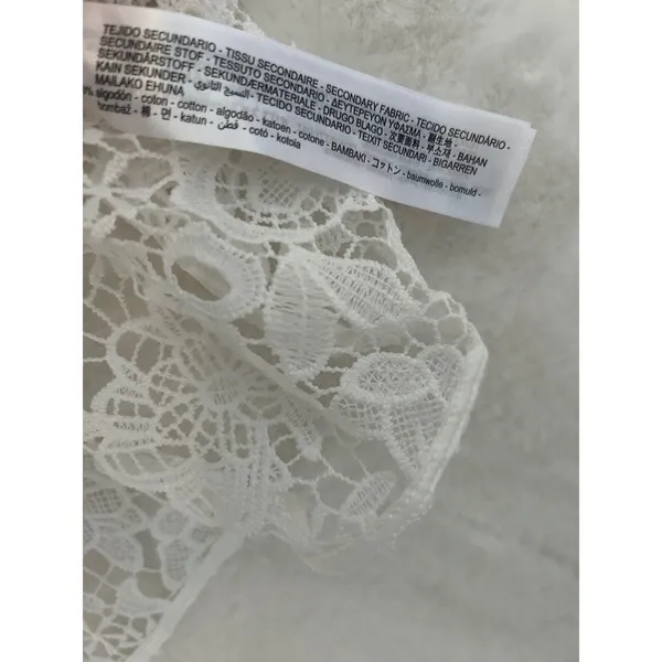 ZARA White Floral Lace Sleeveless Button Down Cropped Top Shirt XS‎ - Image 4