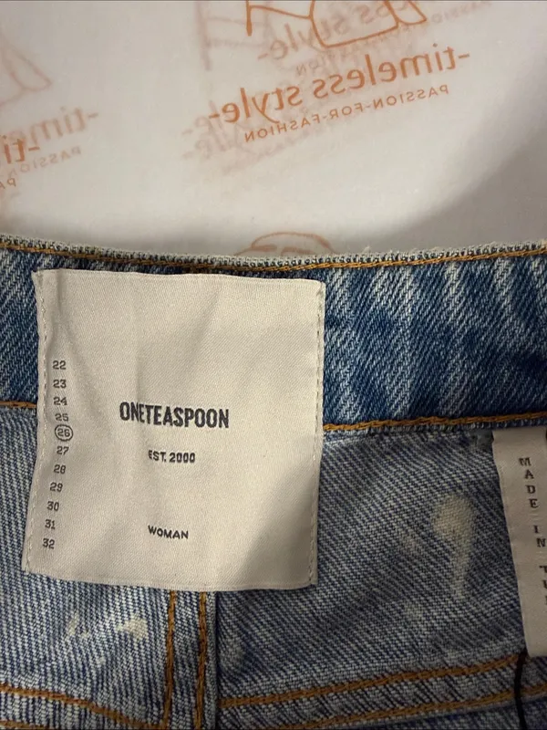 New One Teaspoon Sz 26 Bandits Blue Low Rise Cuffed Denim Beach Jean shorts - Image 3