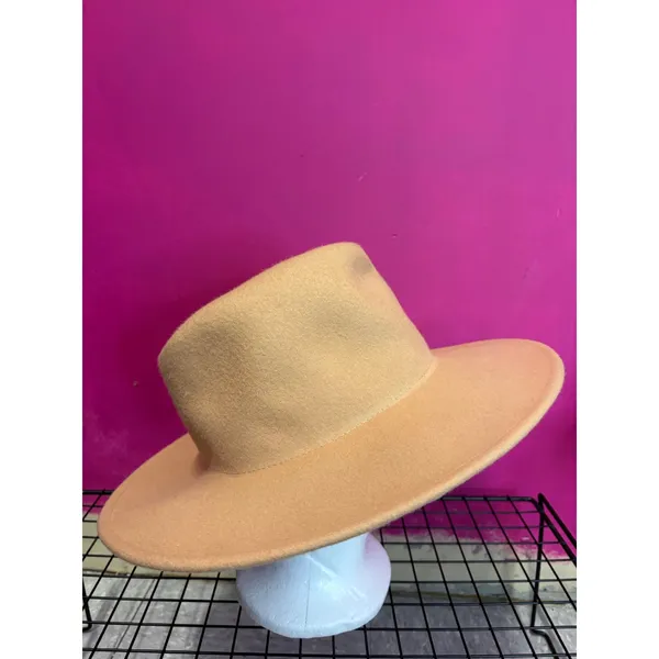 Universal Threads Tan Wide Brim Fedora Hat Camel Felt Boho Style - Image 6
