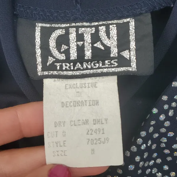 Y2K City Triangles Sparkle Spaghetti Strap Dress | Blue Spaghetti Strap Dress - Image 8