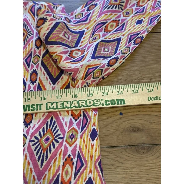 Chicos‎ Womens Size 0 Linen No Iron Button Up Shirt 3/4 Sleeve Aztec Colorful - Image 5