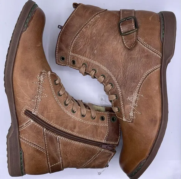 Steve Madden leather fur fleece lined tan lace up boots Size 9 - Image 8