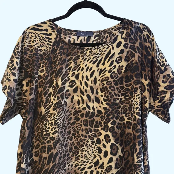 KLD Made in USA Leopard Print Dress Womens‎ Large Pockets Animal Print - Image 2
