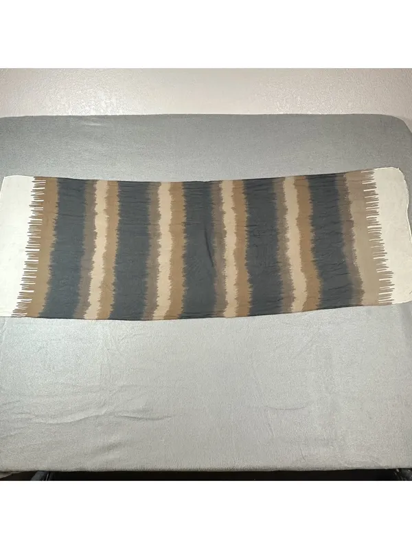 Vintage Lightweight Brown and Black Striped Scarf - Image 2