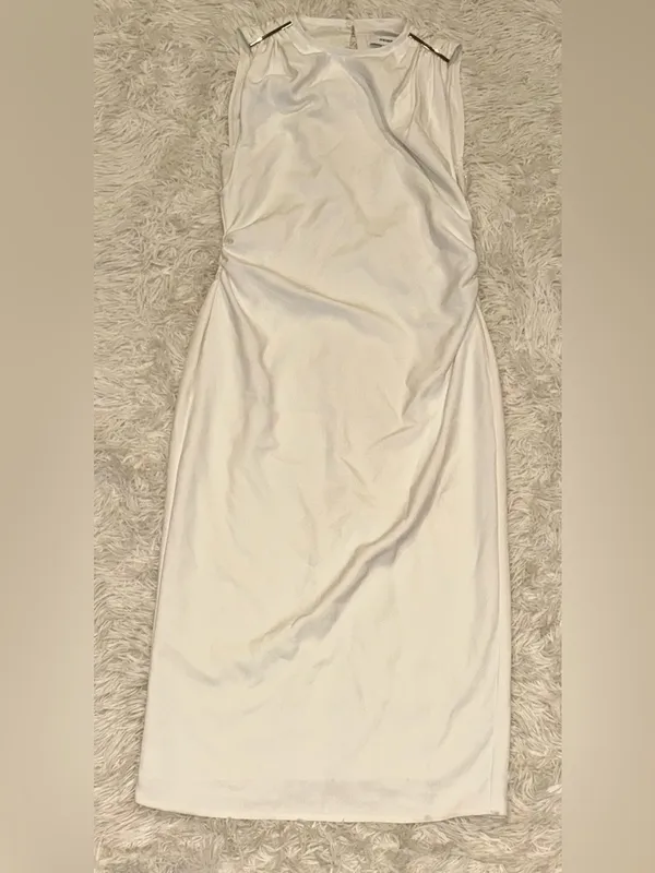 NEW Reiss Bronte Ruched Sleeveless ivory Midi Dress sz 4 - Image 4