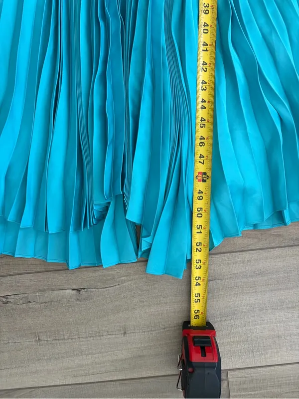 Alice + Olivia Joleen V Neck Pleated Skirt Handkerchief Midi Dress Teal Blue 4 - Image 10