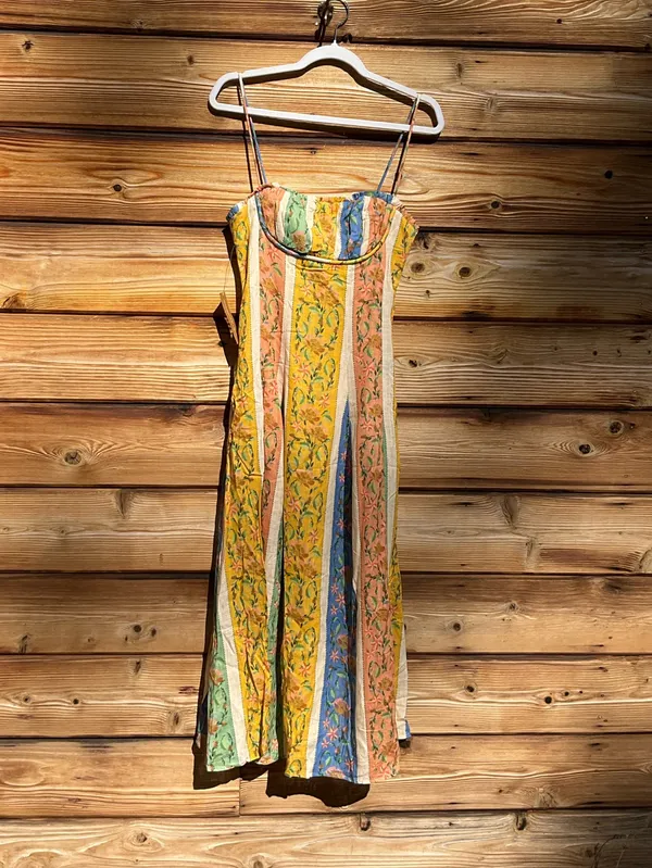 Few Moda Anaya Size 4 Multi Color Yellow Blue Midi Dress - Image 7