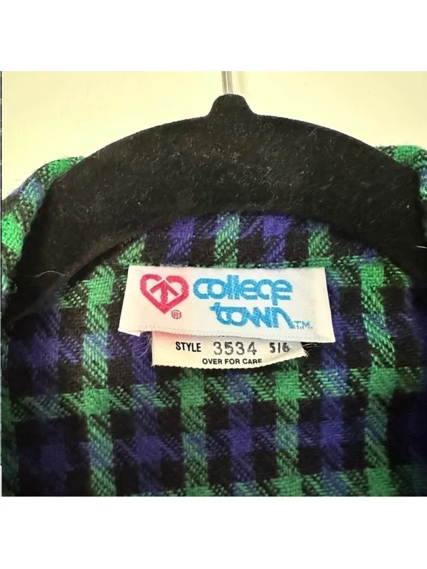 Vintage College Town Plaid Houndstooth Wool Blazer Womens 5/6 Medium Academia - Image 3