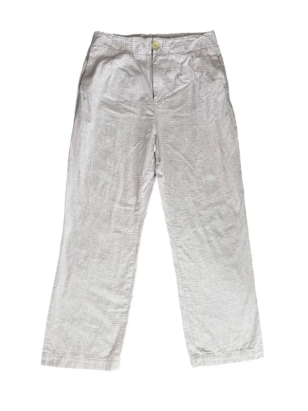 Free People FP Women’s Kate Micro Plaid Purple Gingham Straight Leg Pants Size S - Image 2