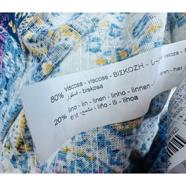 ZARA WOMAN PATCHWORK PRINT LINEN MAXI DRESS Twist Cross-BACK Size S High Slit - Image 11
