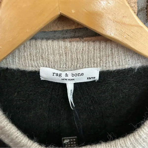 NWT Rag & Bone "Lindsay" Green Colorblock Alpaca Wool Knit Sweater Size XS - Image 3