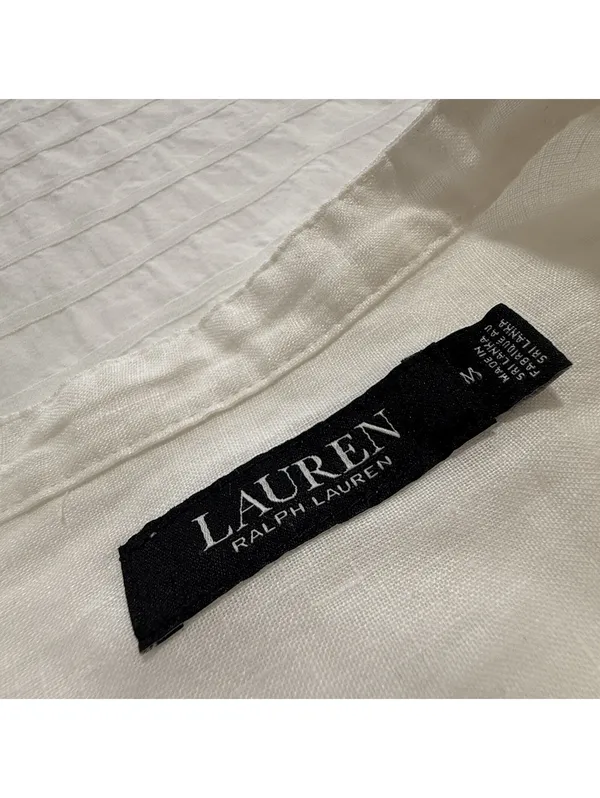 Lauren Ralph Lauren Linen Striped Henley Tunic Blouse White Nautical Sz M Medium - Image 6