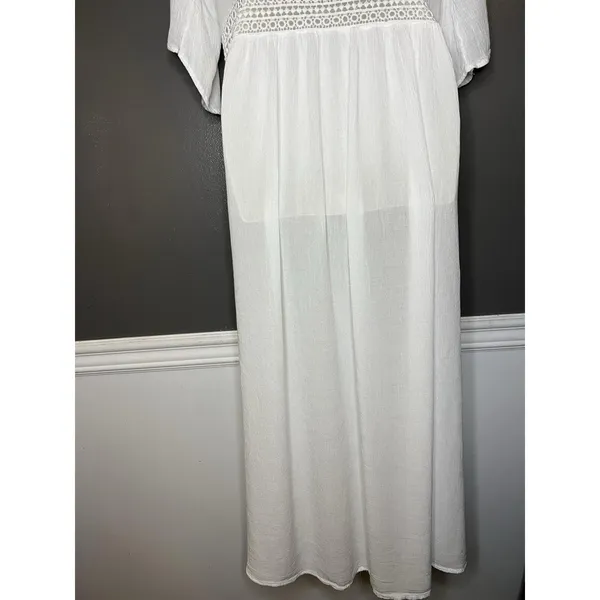Cute Options Cover Up Womens Small White Crochet Lace Tassel Kimono Duster Boho - Image 7