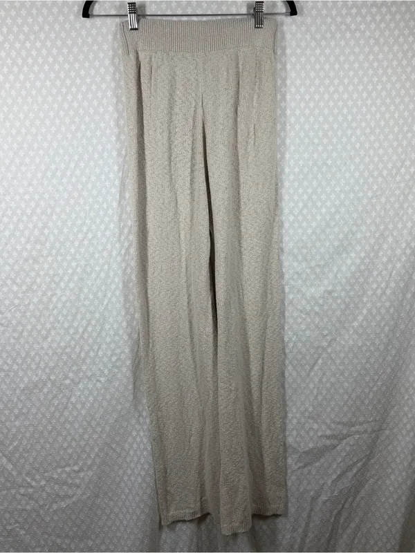 Free People Cream Harper Set High Rise Wide Leg Knit Pants - Image 5