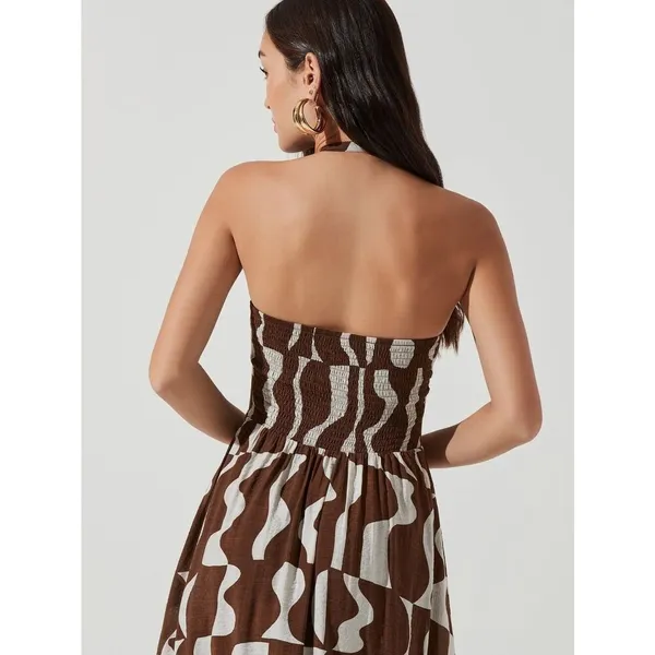 NWT Astr The Label Brown Mariella Halter Maxi Dress Size XS - Image 4