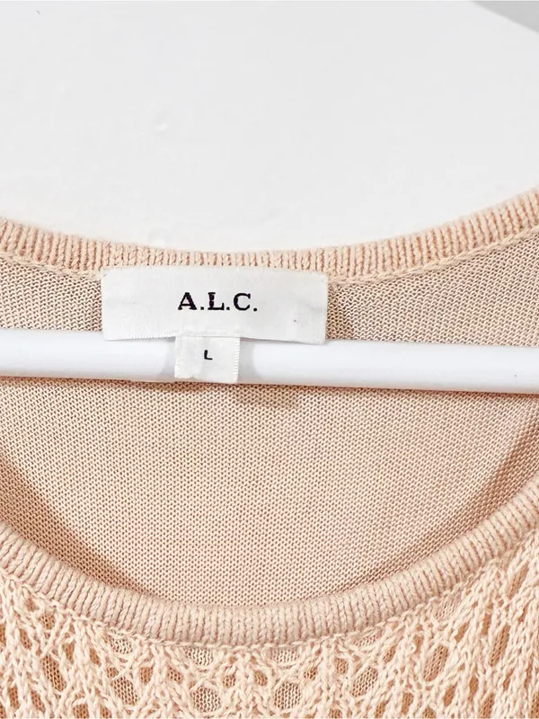 A.L.C Cream Crochet Tulled MIDI Tank Dress Size Large - Image 4