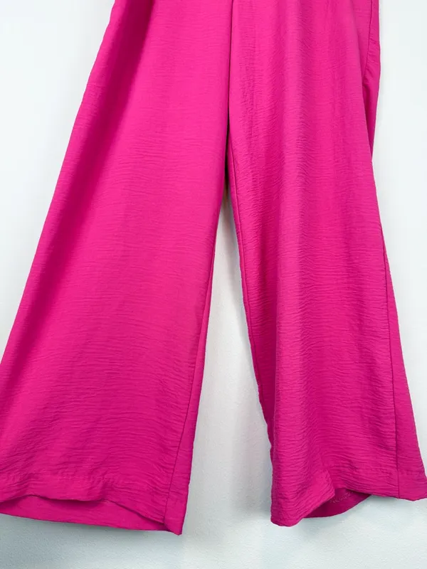Adrienne Vittadini Hot Pink Gauzy Wide Leg Trousers Size Medium - Image 3