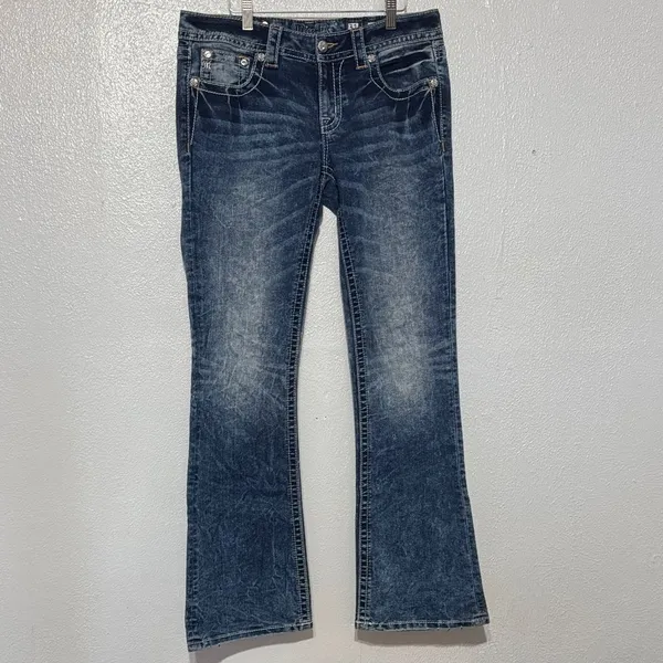 Miss Me Size 31 Signature Bootcut Jeans Y2K Embellished Bling Distressed Denim - Image 2