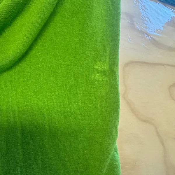 Mick & Mo Lime Green Halter Maxi‎ Dress Blue Trim Rayon Size L Boho Summer - Image 7