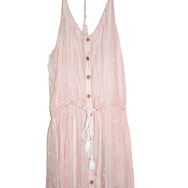 Roxy Maxi Dress Womens Small Pink Good T-Back Boho Tribal Print Button Front - Image 2