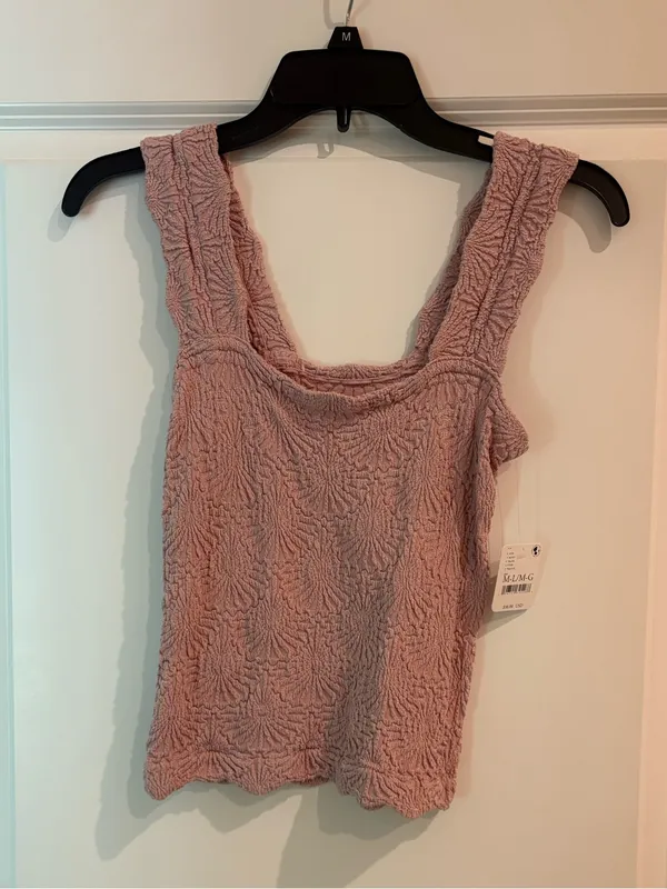 Free People Dusty Rose Textured Square-Neck Tank - Image 2