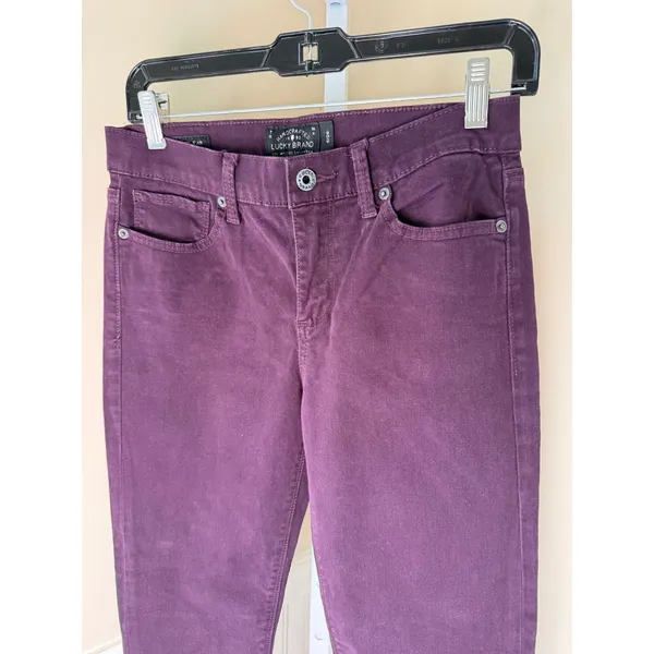 Lucky Brand Brooke Legging Jeans Purple Velour Skinny Pants Size 6/28 - Image 10