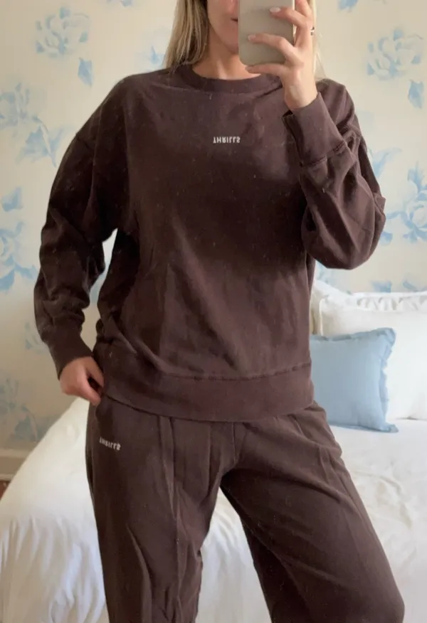 Thrills Sweatpants Sweashirt Loung Set 2-Piece Brown - Image 4