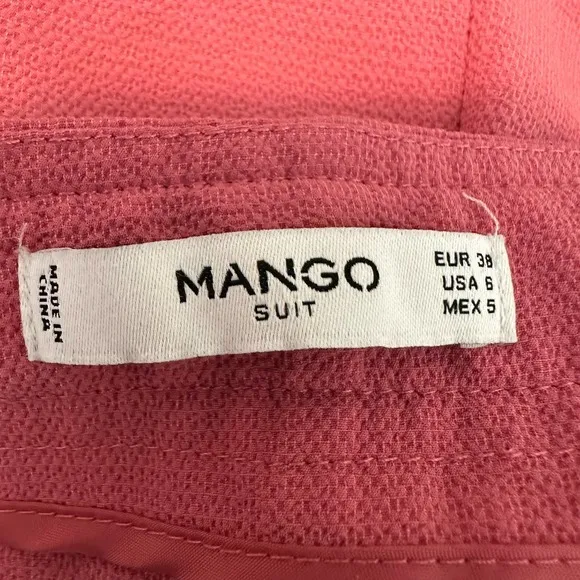Mango Suit size 6 pink dress pants side zipper with tie has‎ pockets - Image 5