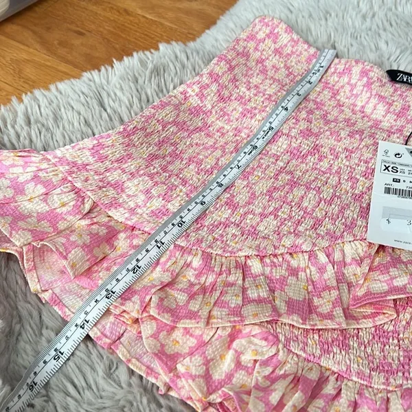 Zara Pink Floral Print Mini Skirt NWT XS - Image 7