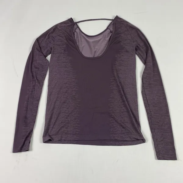 Under Armour Shirt Womens Medium Purple Long Sleeve Open Back Seamless Athletic - Image 5