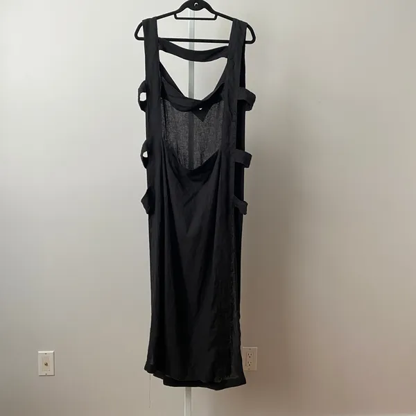 Anthropologie‎ One Size Black Linen Blend Maxi Dress Strappy Open Back Lagenlook - Image 7