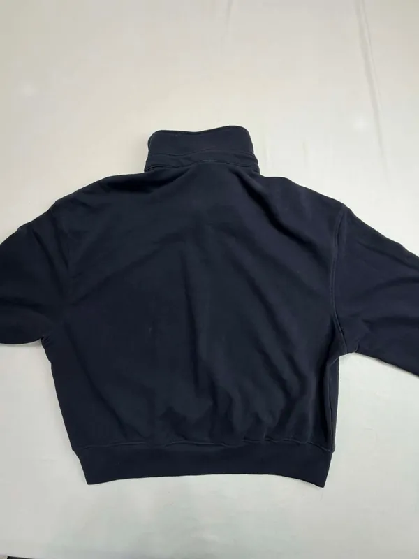H&M Divided Cropped Half-Snap Mock Neck Sweatshirt in Navy Blue - Image 2