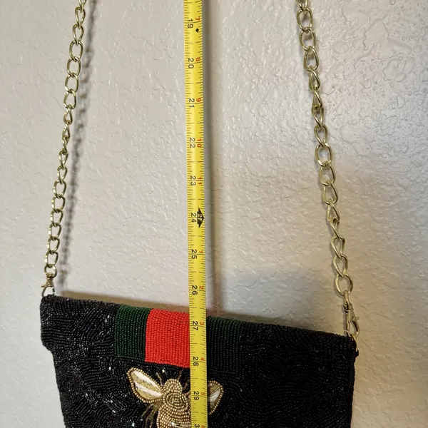 Pria Handcrafted Bee Envelope‎ Black Clutch NWOT Beaded Wallet - Image 5