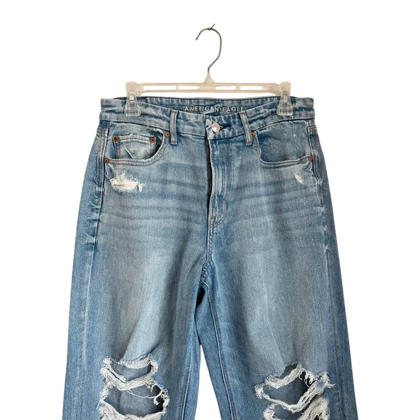 American‎ Eagle Curvy Super High Rise Baggy Straight Jeans Sz 8 - Image 3