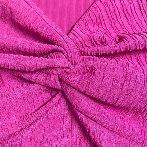Shein Curve 2XL Hot Pink‎ Textured Knot Front Slip Mini Dress Sexy Summer Vacay - Image 3