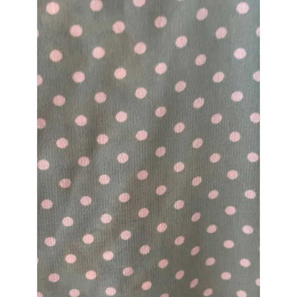 Reversible Floral and Polka Dot Midi Skirt Sage Green Yellow A-Line Side Zip - Image 6