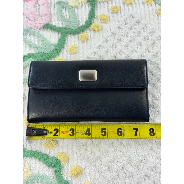 Esprit Black Pebbled Trifold Wallet with ID Window and Logo Plaque‎ - Image 4
