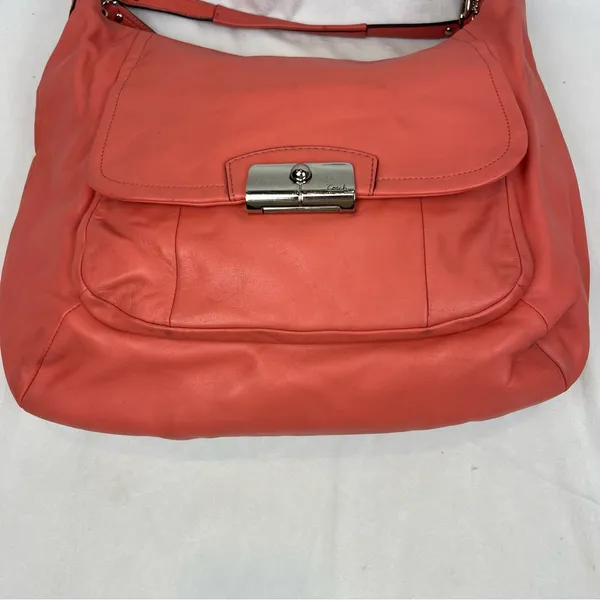 Coach Kristin F22309 Coral Pink Large Smooth Soft Leather Hobo Shoulder Bag - Image 5