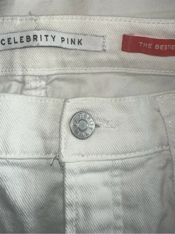Celebrity Pink White Button Fly Distressed Bestie Jeans Size 7/28 - Image 6