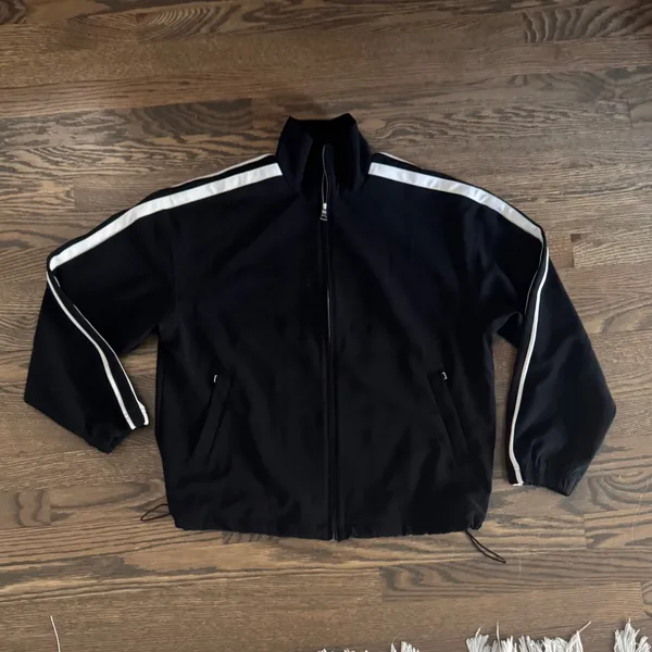 Athleta black and cream cinchable adjustable zip up track jacket - Image 3