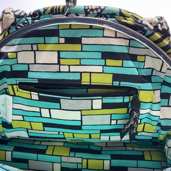 Women’s Vera Bradley Turquoise & Lime Green Flower Decoration Vibe Hand Purse - Image 5