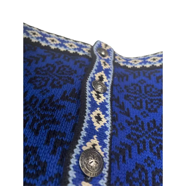 L.L. Bean Vintage Women's Medium‎ Fair Isle Winter Blue Knit Sweater Winter - Image 5