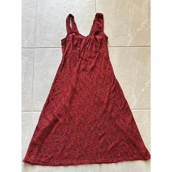 Vintage Midi Dress Womens 6 Black Red Sweetheart Romantic 90s Cocktail Party‎ - Image 5