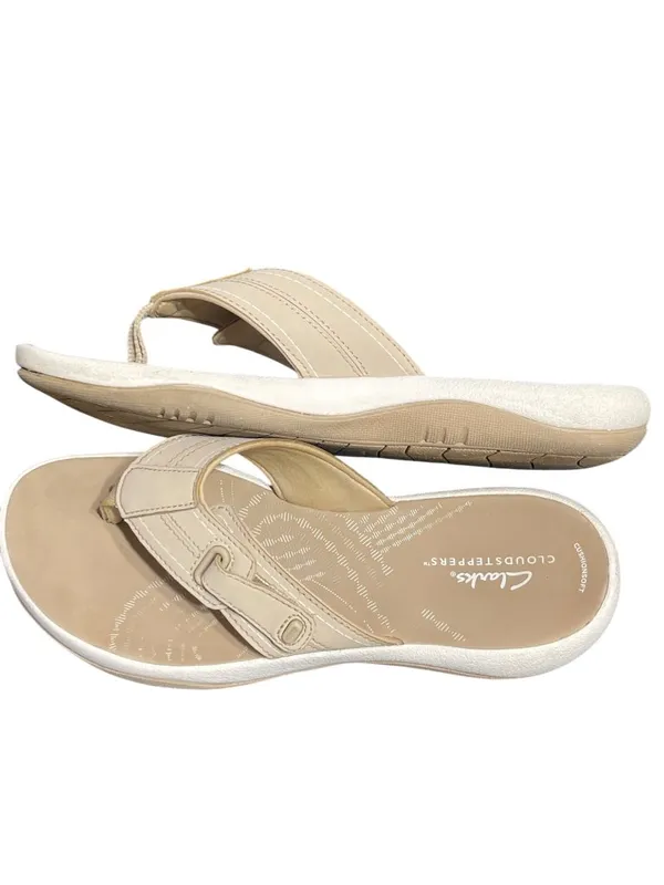 Clarks Cloudsteppers Sunmaze Loop Sandals Shoes Thongs Flip Flops Beige Sz 7 - Image 2